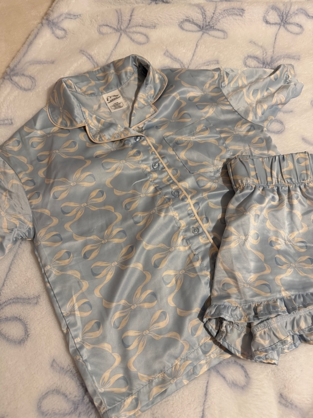 art class Light Blue and Cream Bow Print Pajama Set